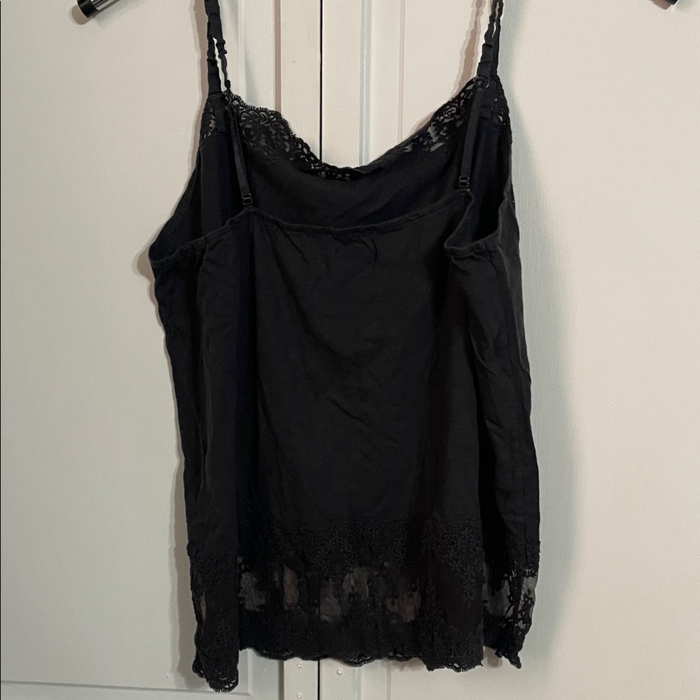 American Eagle Outfitters Black Lace Trim Tank Top - Picture 2 of 3